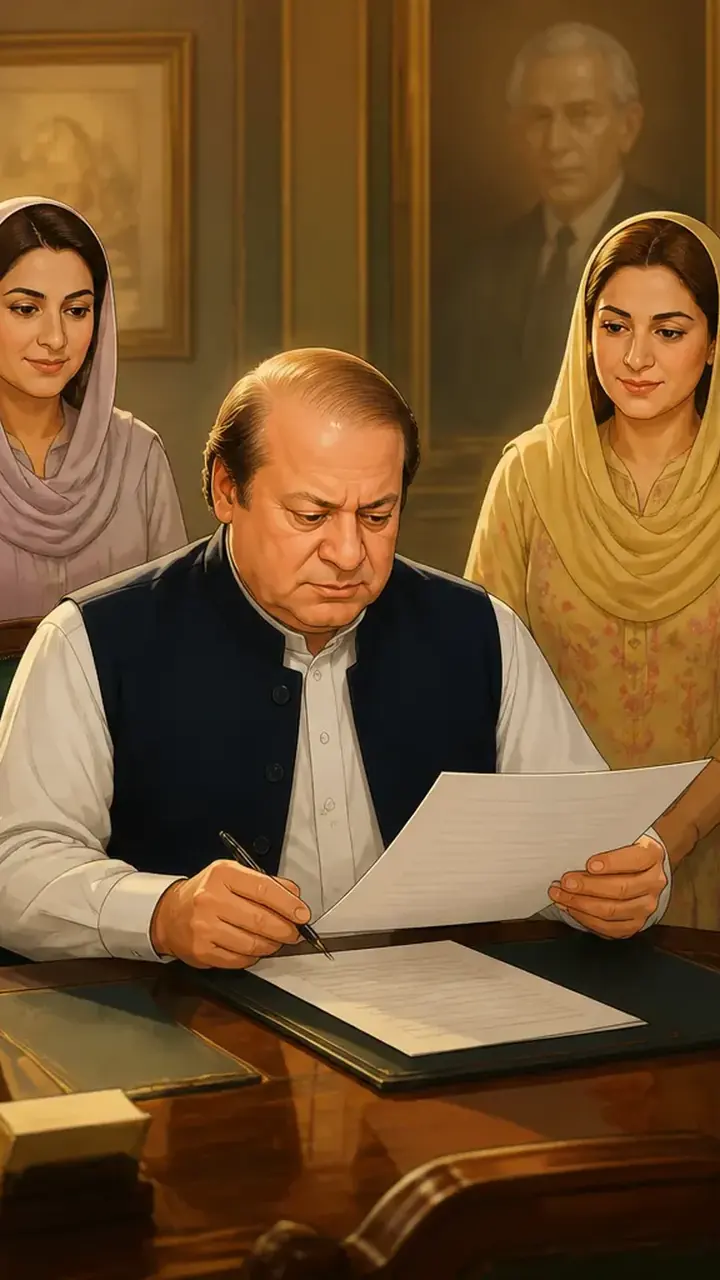 Animated editorial illustration for: PML-N names candidates for seven AJK reserved seats