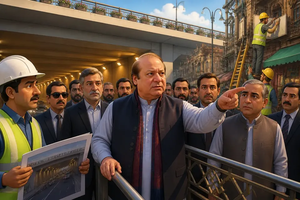 اس خبر کے لیے متحرک اداریاتی خاکہ: نواز شریف کا لاہور کا اچانک دورہ، ترقیاتی منصوبوں کا جائزہ لیا