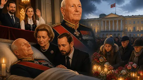 Animated editorial illustration for: King Harald V of Norway, Europe’s oldest monarch, dies at 89
