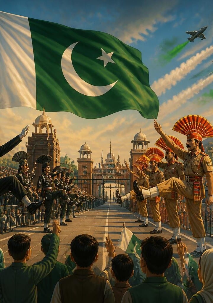 یوم آزادی پر واہگہ بارڈر پر پاکستان رینجرز کی شاندار پریڈ