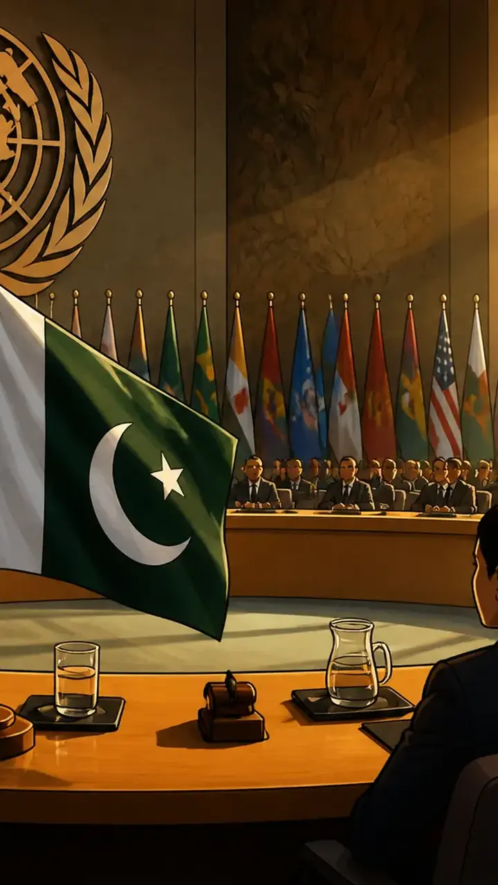 Animated editorial illustration for: Pakistan assumes presidency of UN Conference on Disarmament