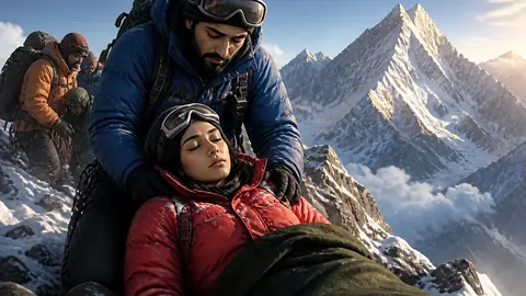 Animated editorial illustration for: Pakistani mountaineer Asma Mushtaq dies during Spantik Peak expedition