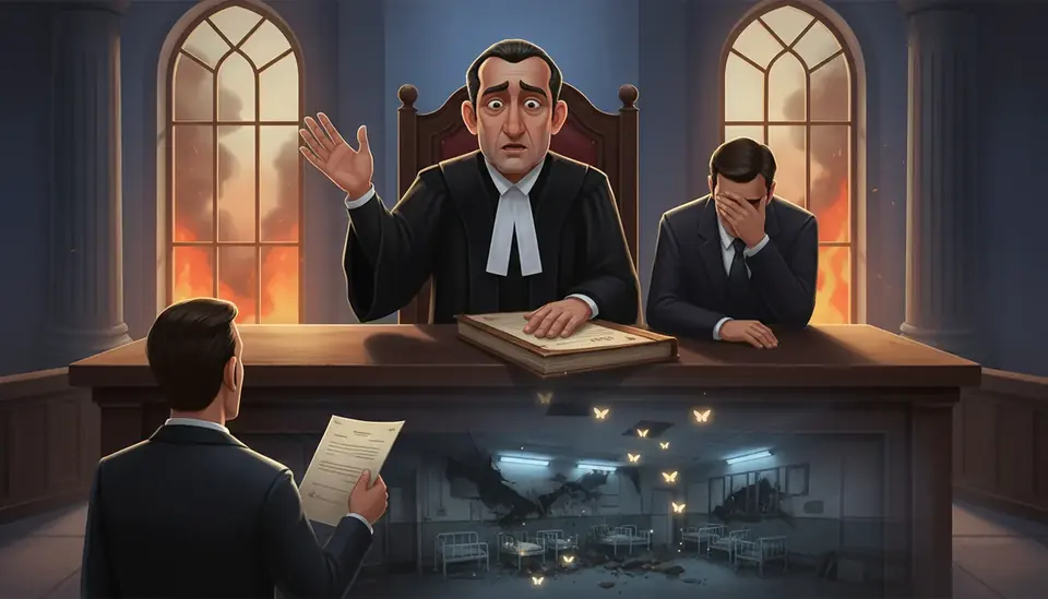 Animated editorial illustration for: Petition filed in IHC for judicial commission to probe PIMS fire