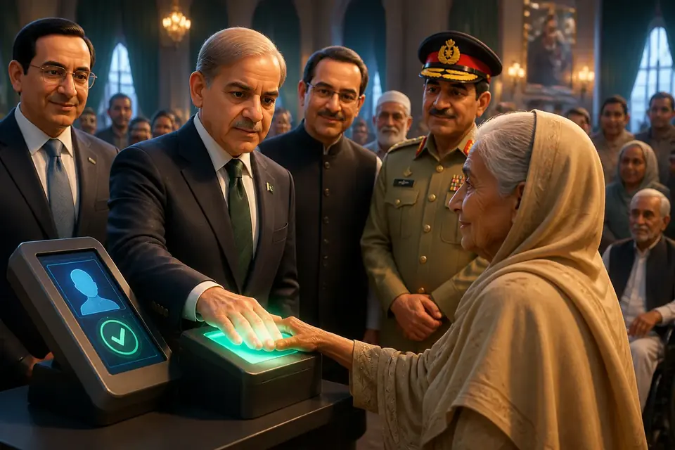 Animated editorial illustration for: NADRA expands free ‘Proof of Life’ service for pensioners nationwide