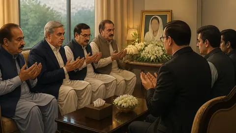 اس خبر کے لیے متحرک اداریاتی خاکہ: مسلم لیگ (ن) کے وفد کی بیرسٹر گوہر کے گھر آمد، والدہ کے انتقال پر تعزیت