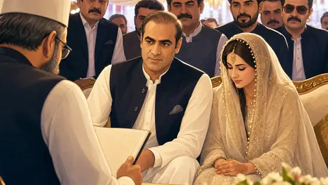 Animated editorial illustration for: New details emerge on Senator Abid Sher Ali’s second marriage