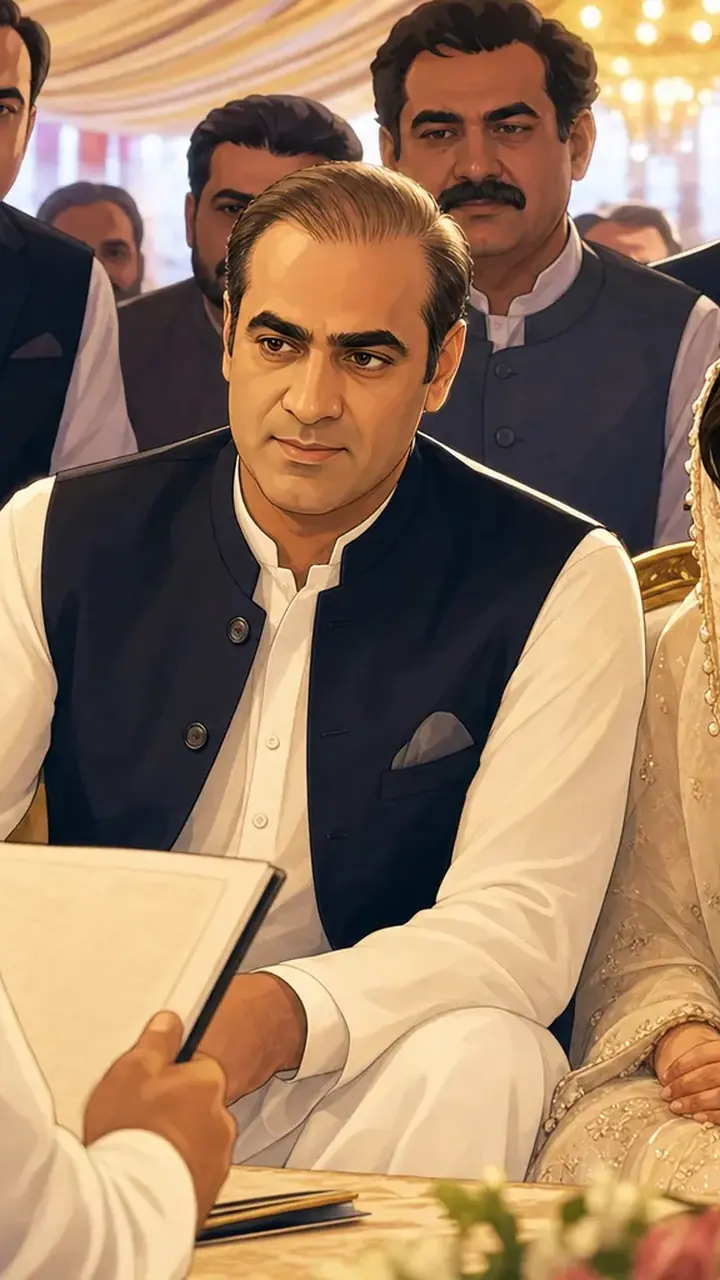 Animated editorial illustration for: New details emerge on Senator Abid Sher Ali’s second marriage