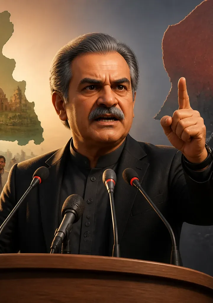 Animated editorial illustration for: PPP-MQM row over new provinces continues with Kamal-Marri exchange
