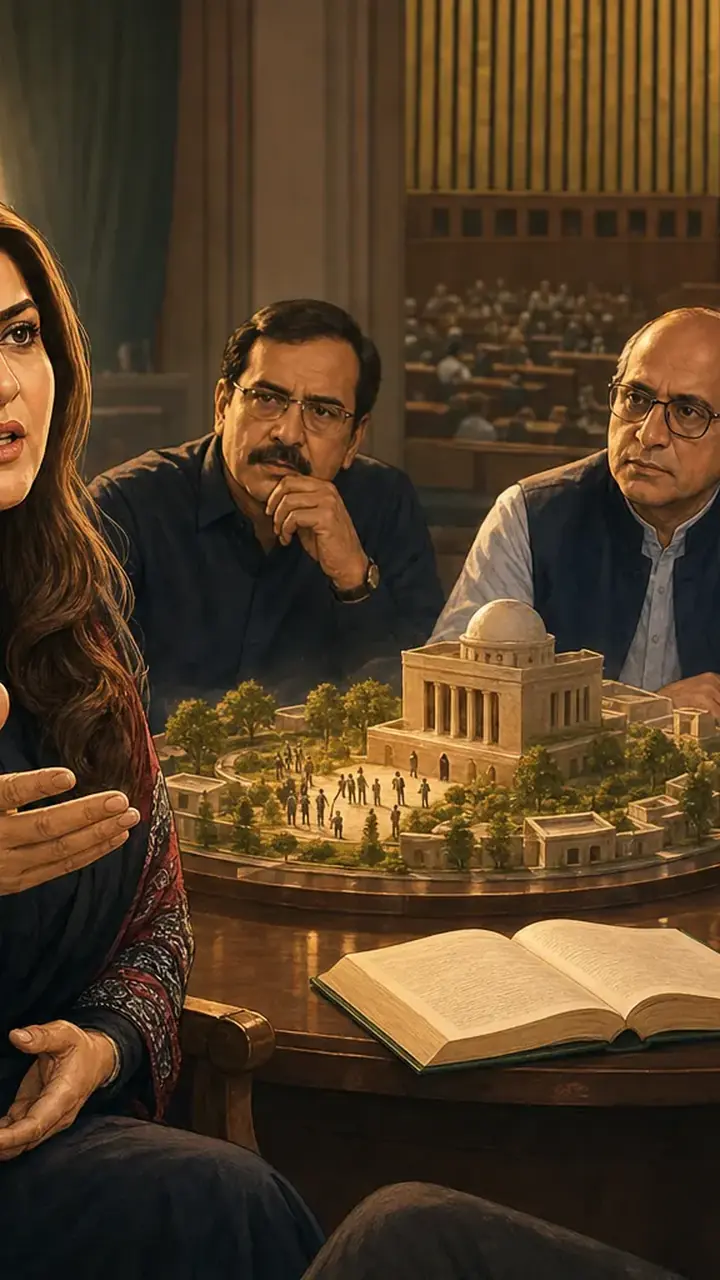 Animated editorial illustration for: PPP’s Shazia Marri rejects new Sindh province, details alternative plan