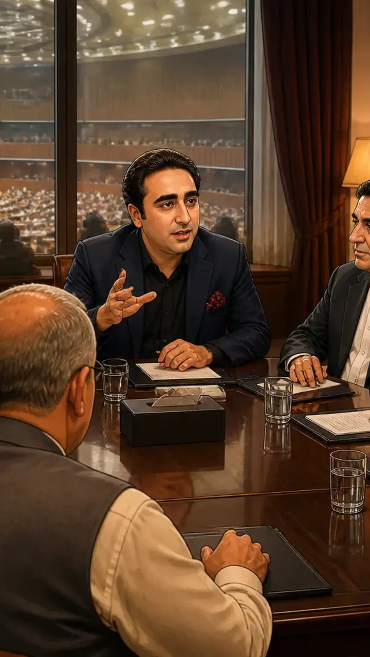 Animated editorial illustration for: PPP demands AJK poll probe, complains of being ignored by govt