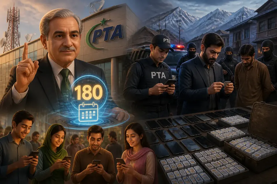 Animated editorial illustration for: PTA sets 180-day minimum validity for prepaid mobile balance
