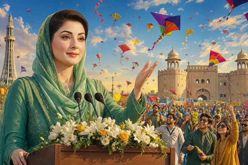 Animated editorial illustration for: Affordable kites and string to be available for Lahore’s Basant festival