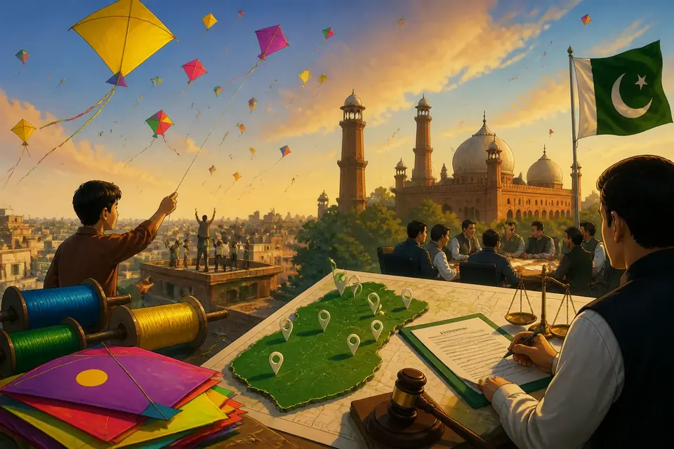Animated editorial illustration for: Punjab government announces official dates for Basant 2027