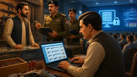 Animated editorial illustration for: Punjab CM Maryam Nawaz Warns Arms Dealers Over Digitization Deadline