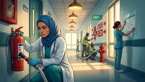 Animated editorial illustration for: Punjab to appoint fire safety officers in all government hospitals