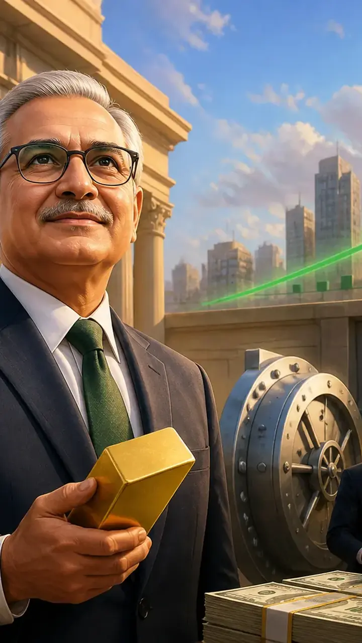 Animated editorial illustration for: SBP-held foreign reserves rise $17 million to $17.1 billion