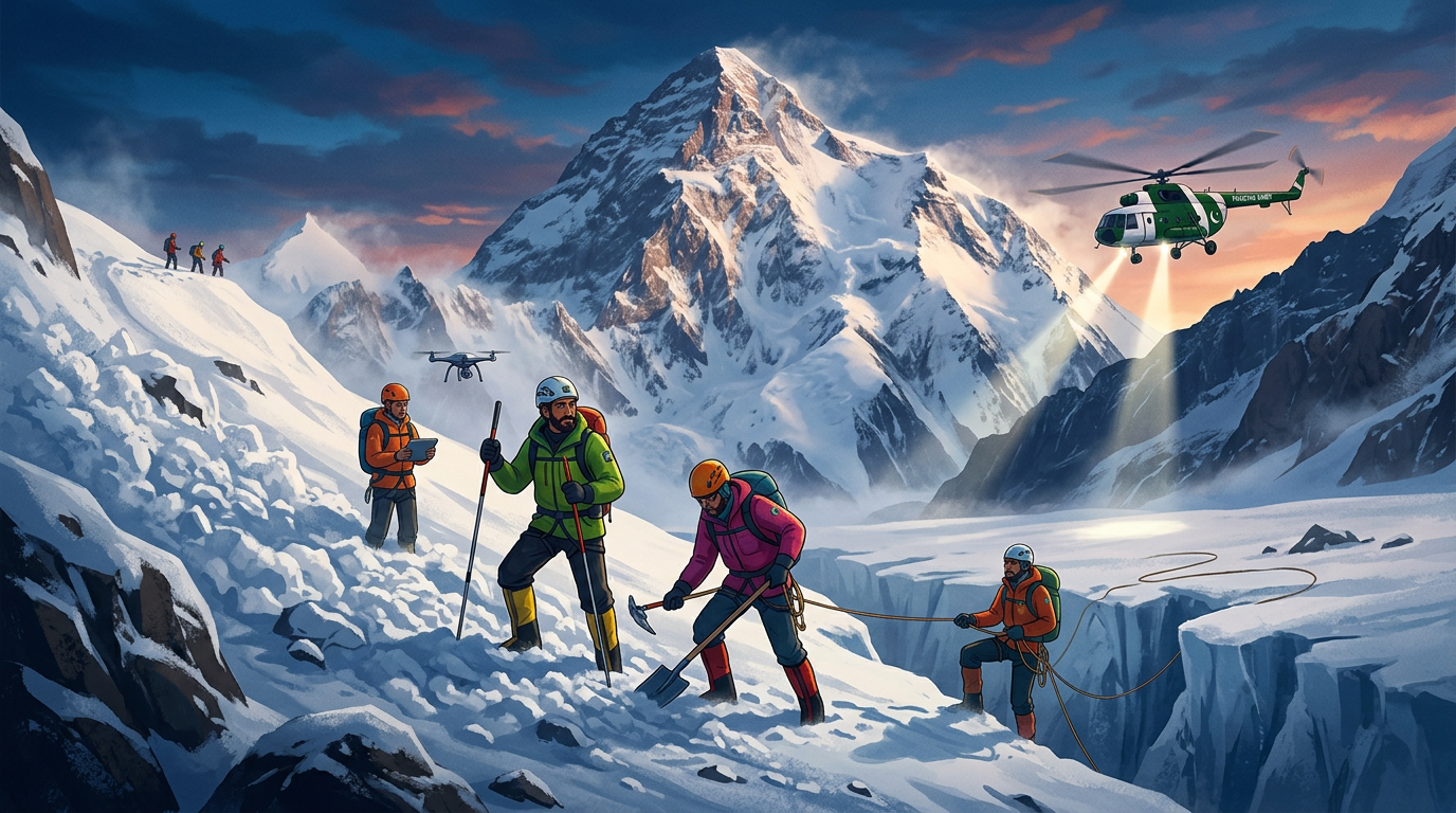 Search Resumes for Seven Missing Climbers After Broad Peak Avalanche