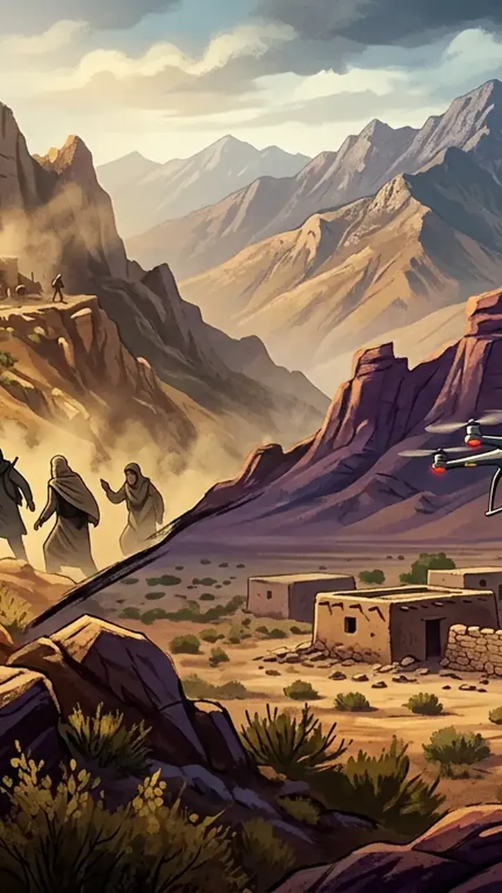 Animated editorial illustration for: Security Forces Kill 11 Terrorists in KP and Balochistan Operations