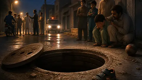 اس خبر کے لیے متحرک اداریاتی خاکہ: لاہور: کھلے مین ہول میں گر کر سات سالہ بچہ جاں بحق