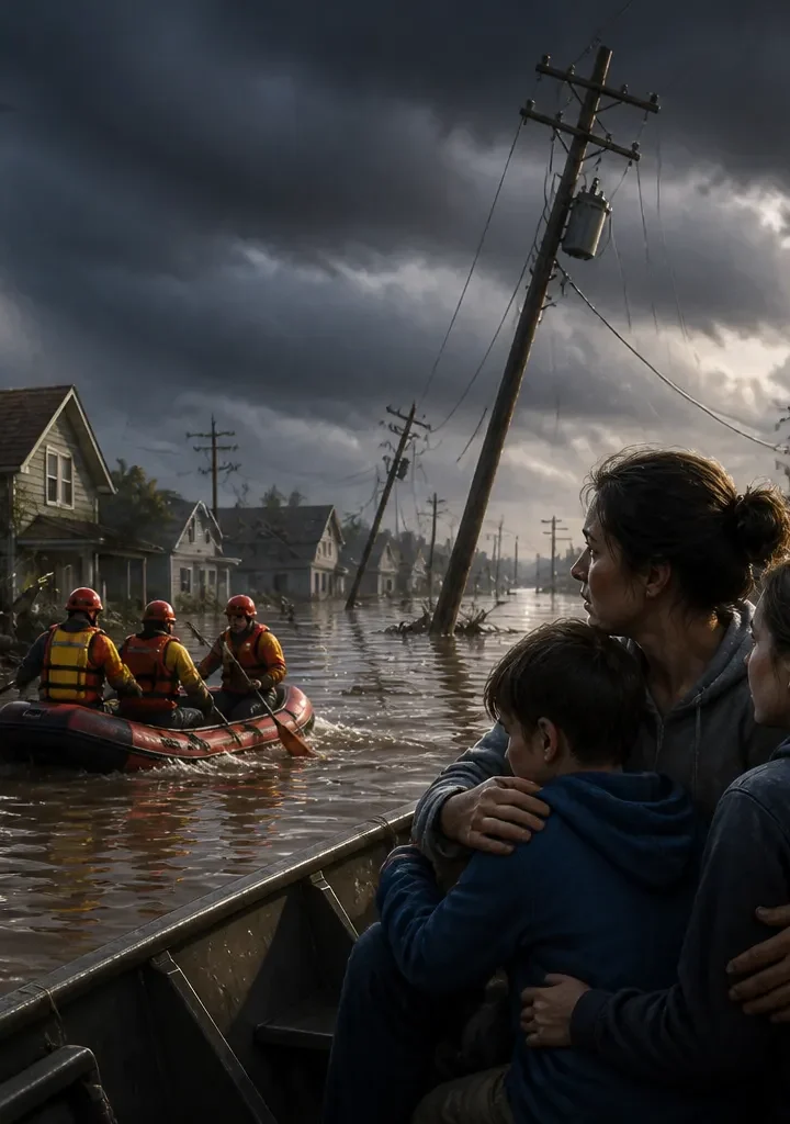 Animated editorial illustration for: US Storms and Flooding: Death Toll Rises to Seven