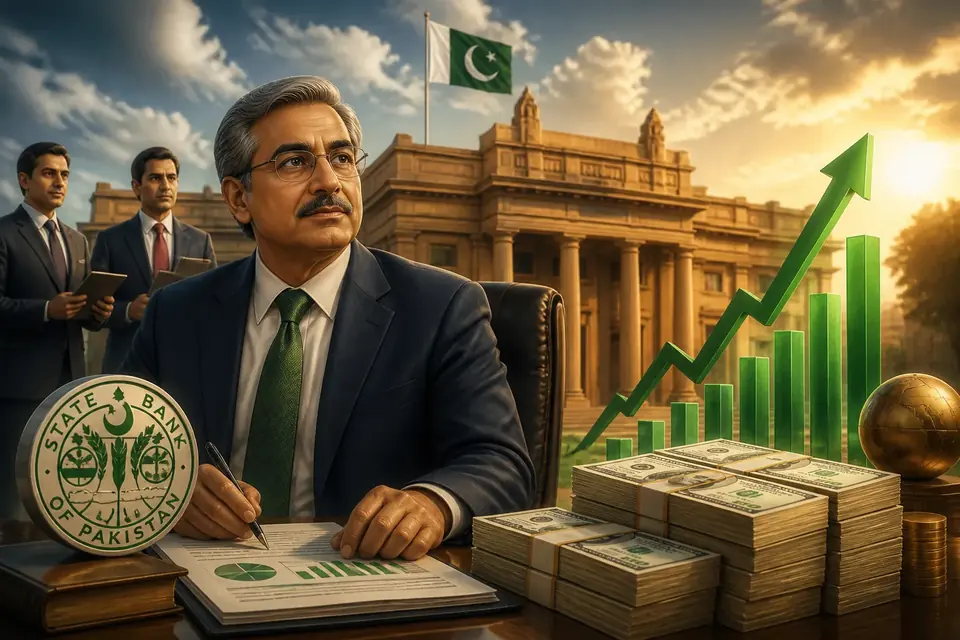 Animated editorial illustration for: State Bank’s Foreign Reserves Rise by $25 Million to $17.08 Billion