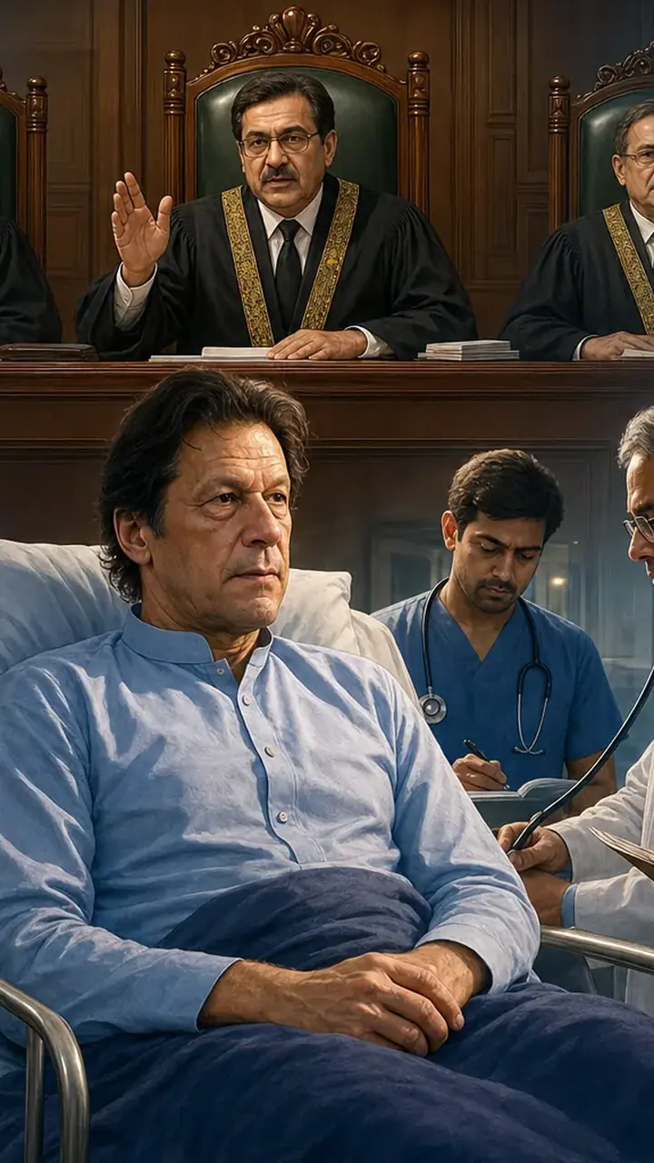 Animated editorial illustration for: Supreme Court orders Imran Khan’s hospital transfer until September 16