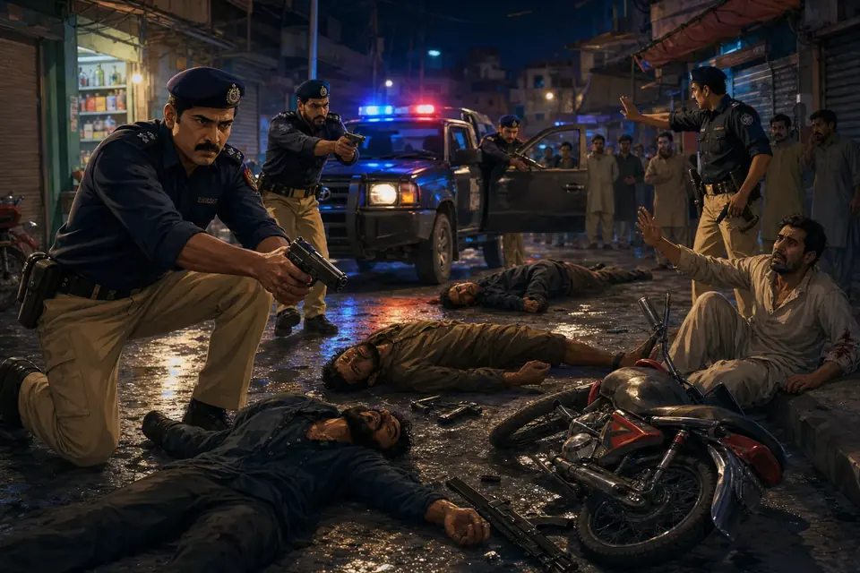اس خبر کے لیے متحرک اداریاتی خاکہ: کراچی: مبینہ پولیس مقابلے میں 3 مشتبہ ڈاکو ہلاک