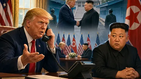 Animated editorial illustration for: Trump pushing for early meeting with North Korea’s Kim Jong Un
