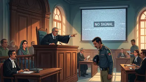 Animated editorial illustration for: ATC issues contempt notice to Adiala Jail chief in Imaan Mazari case