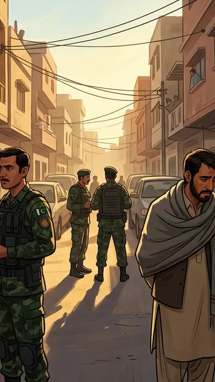 Animated editorial illustration for: Afghan Nationals in Pakistan Under Investigation for Alleged Terrorism Links