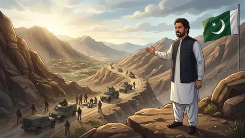 Animated editorial illustration for: Balochistan CM Sarfraz Bugti Praises Forces for Successful Operations in Kalat, Kachhi