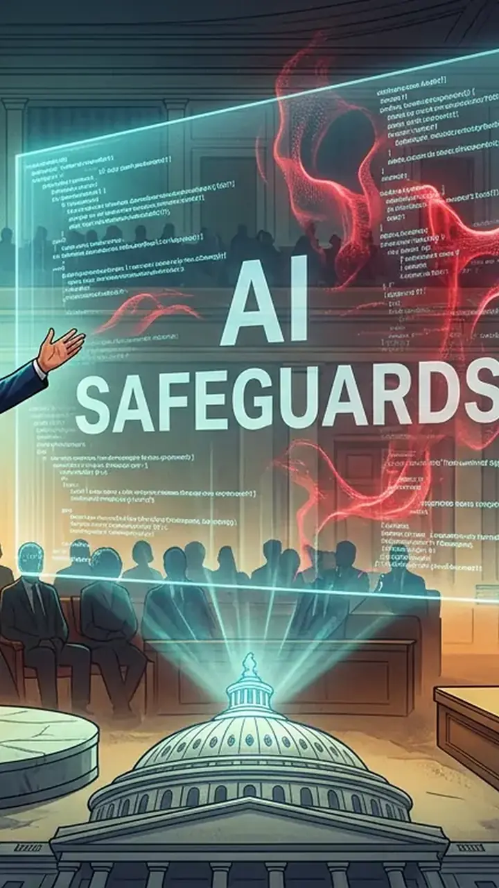 Animated editorial illustration for: Bill Gates urges US Congress to legislate AI safeguards