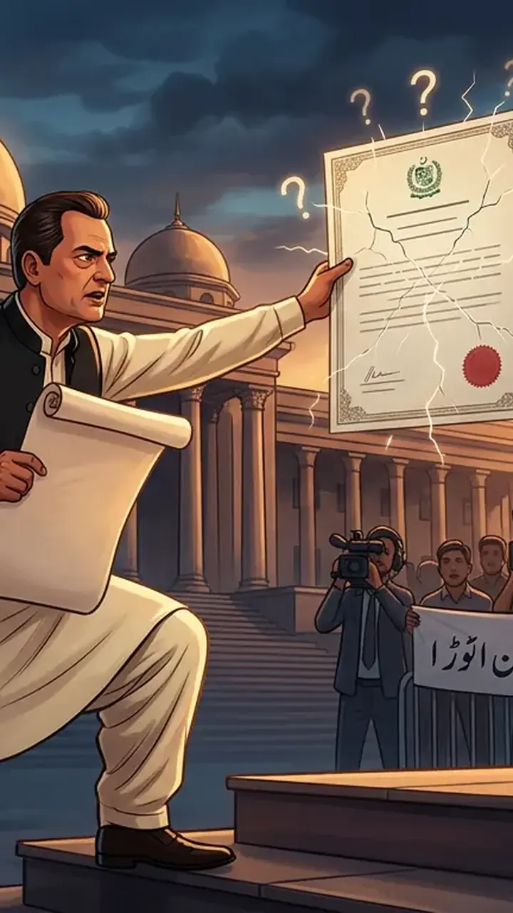 Animated editorial illustration for: Captain Safdar to challenge Ahsan Bhoon’s degree in Supreme Court
