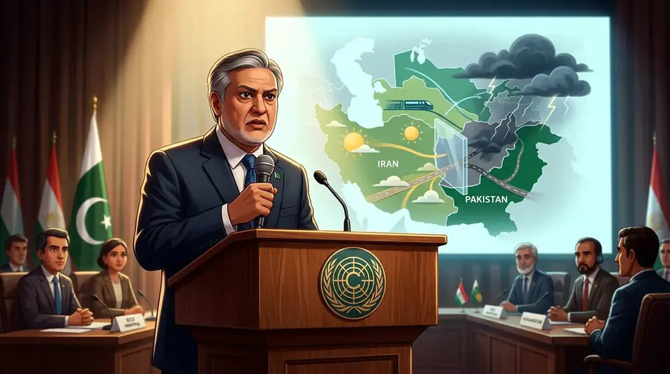 Animated editorial illustration for: Dar calls for practical measures to boost ECO trade, connectivity
