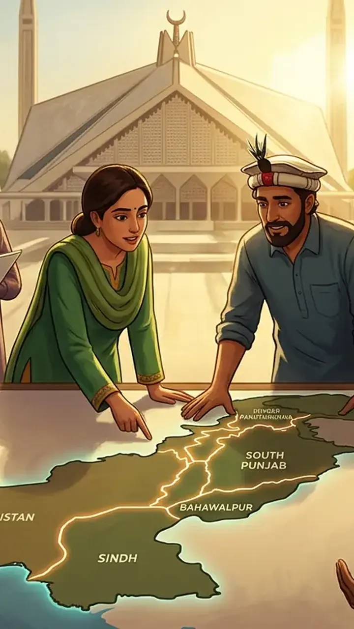 Animated editorial illustration for: Sanaullah reiterates Parliament’s role as new provinces debate intensifies