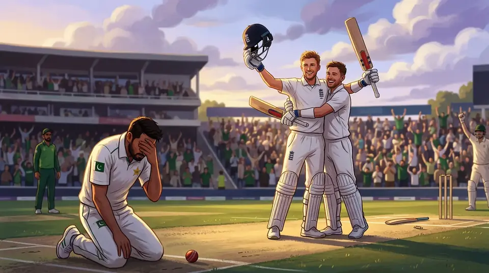 Animated editorial illustration for: England complete historic 3-0 Test series whitewash against Pakistan