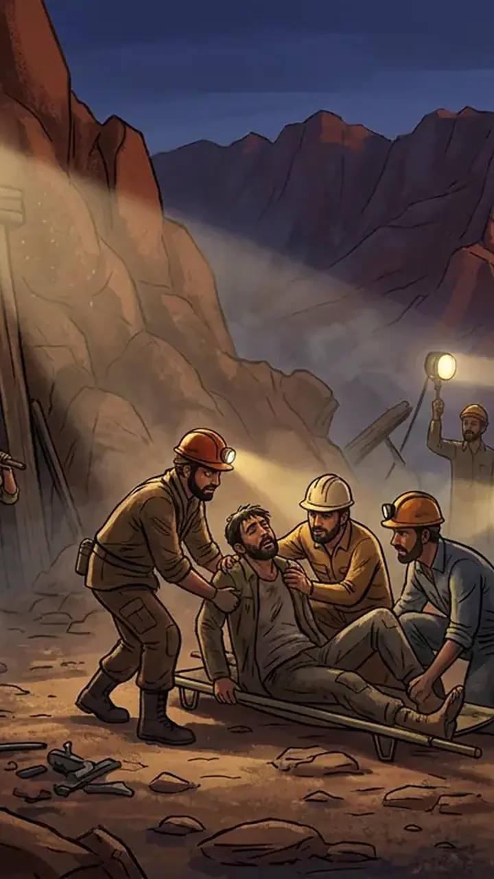 Animated editorial illustration for: Harnai Mine Explosion: Death Toll Reaches 4, Five Injured