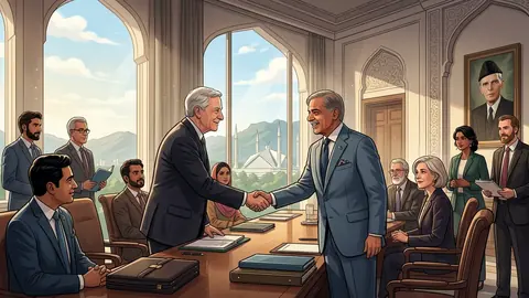 Animated editorial illustration for: PM Shehbaz discusses ‘Cashless Pakistan’ initiative with Gates Foundation