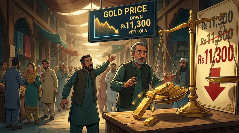 Gold price drops by Rs 11,300 per tola in Pakistan