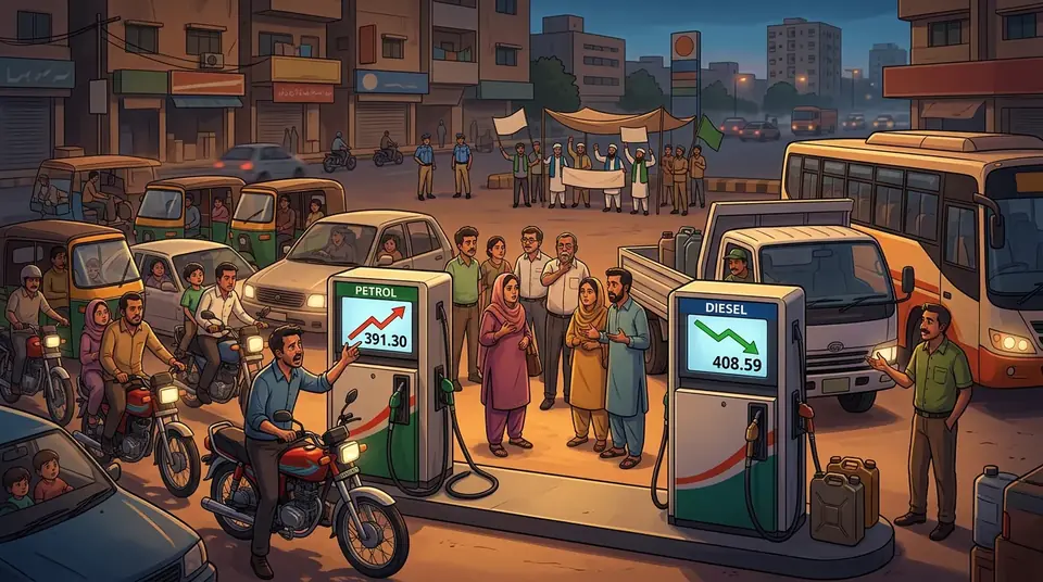 Animated editorial illustration for: Government Increases Petrol Price, Reduces Diesel Price