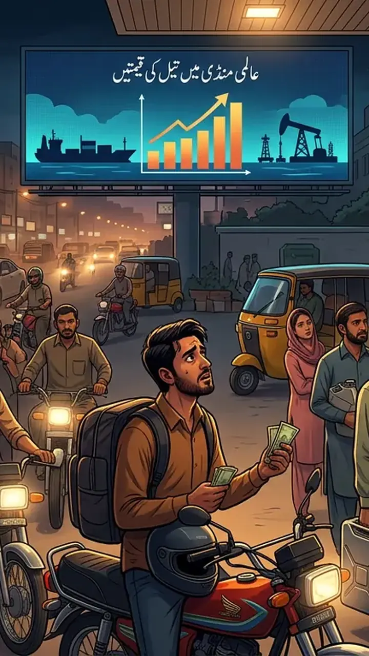 اس خبر کے لیے متحرک اداریاتی خاکہ: حکومت نے مسلسل چوتھی بار پیٹرولیم مصنوعات کی قیمتیں بڑھا دیں