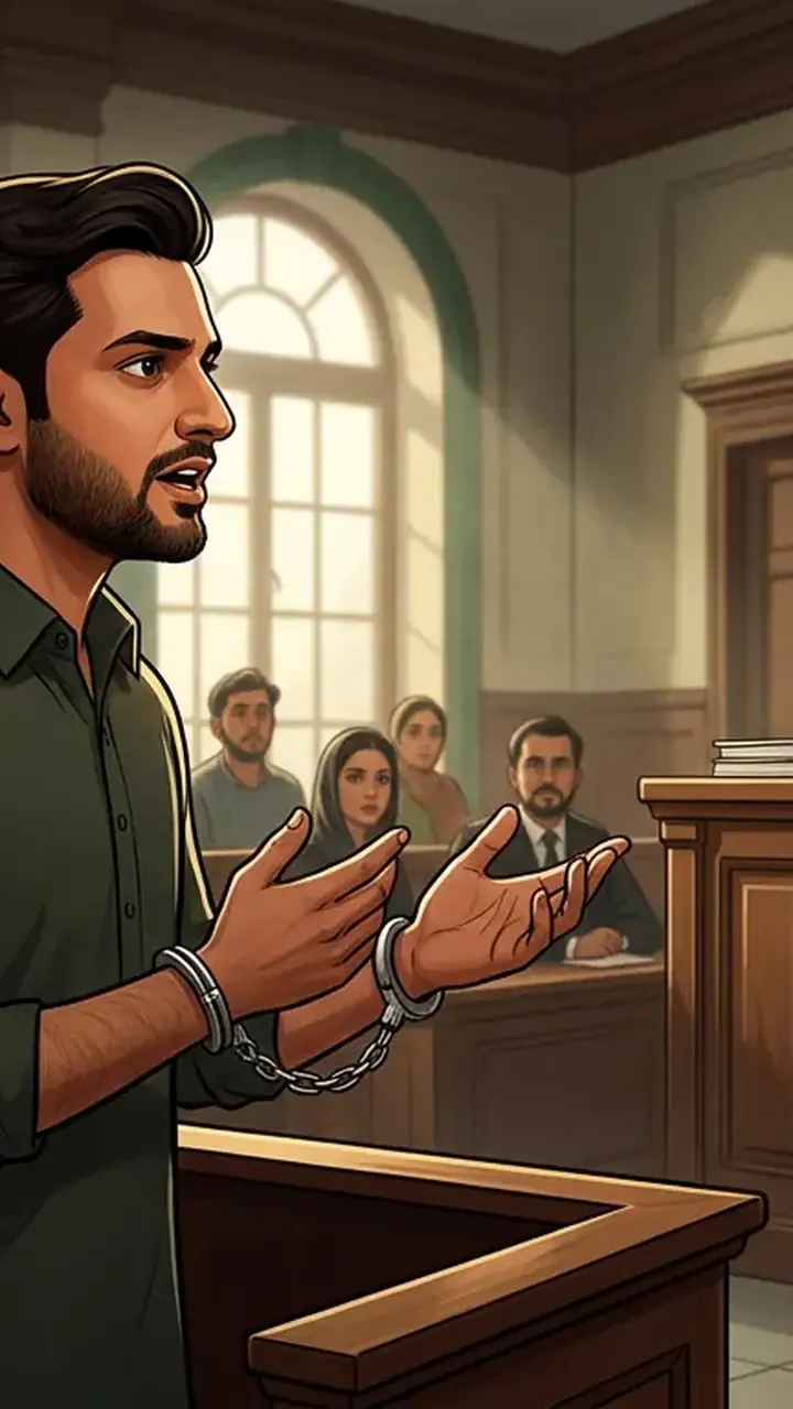Animated editorial illustration for: Court Extends Hammad Azhar’s Physical Remand by 7 Days