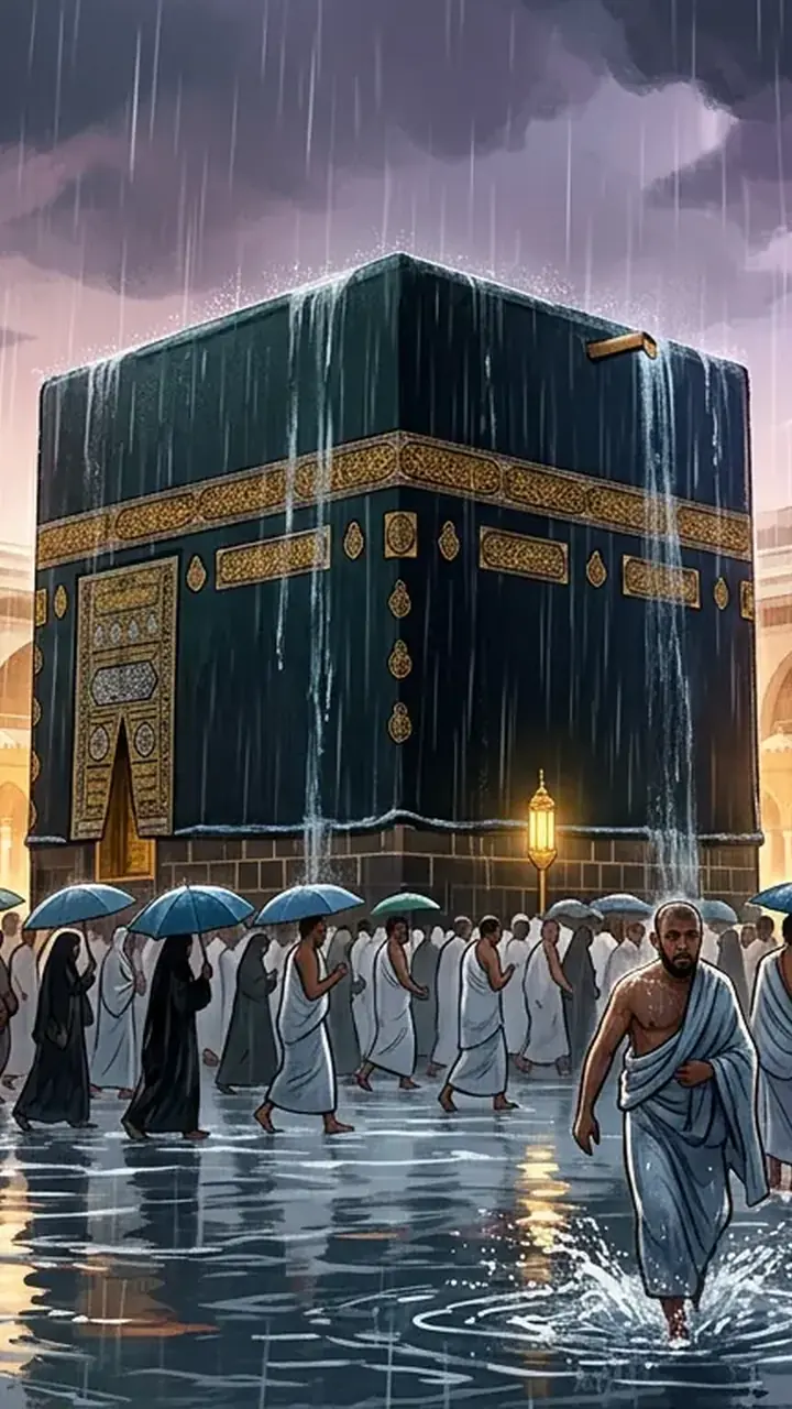 اس خبر کے لیے متحرک اداریاتی خاکہ: مکہ مکرمہ میں موسلادھار بارش، موسم خوشگوار، نشیبی علاقے زیر آب