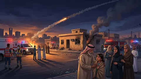 Animated editorial illustration for: US Senator Claims Iran Behind Houthi Attacks on Saudi Arabia