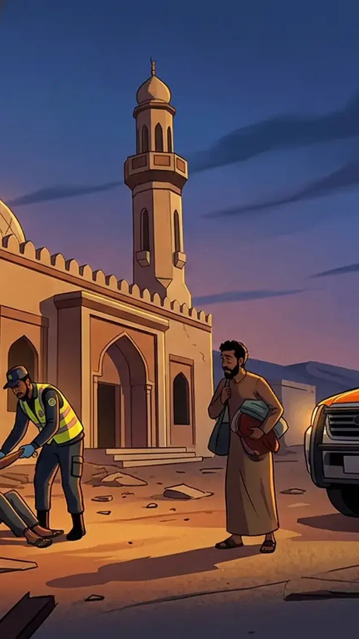 Animated editorial illustration for: Houthi projectile attack on Saudi Arabia’s Jazan region injures two