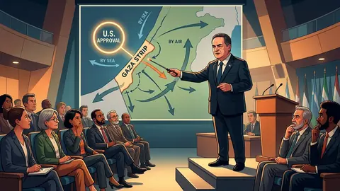 Animated editorial illustration for: Israeli minister says plans ready to remove Gaza population with US approval
