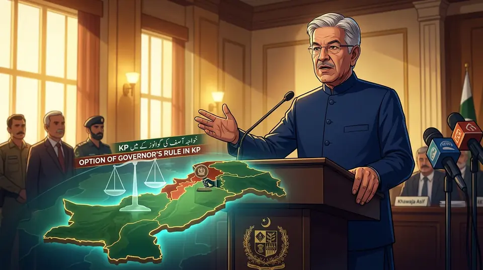 اس خبر کے لیے متحرک اداریاتی خاکہ: خیبرپختونخوا میں گورنر راج کا آپشن کھلا ہے، خواجہ آصف کا نیویارک میں بیان