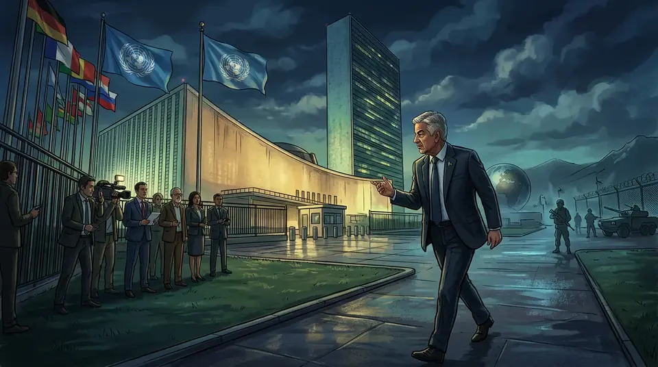 Animated editorial illustration for: Khawaja Asif warns India of consequences if war is imposed