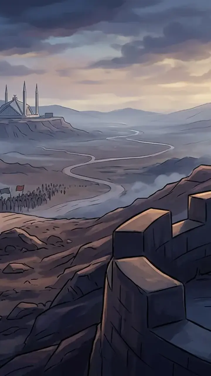Animated editorial illustration for: PTI Considers Swabi ‘Tent Village’ as Long March Staging Ground