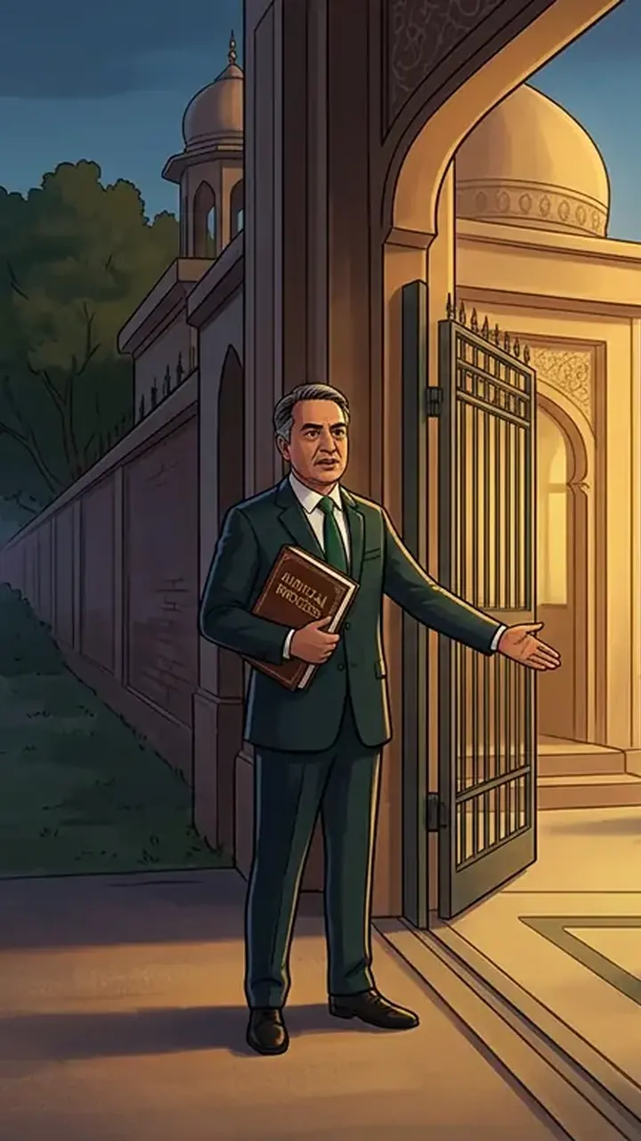 Animated editorial illustration for: Law Minister Advises PTI to Seek Imran Khan’s Release Through Courts